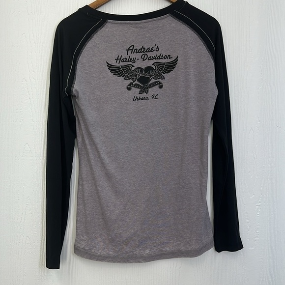 Harley Davidson - Sparkly HD Logo Soft Light Long Sleeve Urbana IL Shirt Medium - Picture 9 of 10